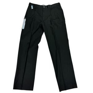 Haggar Mens Premium No Iron Classic Fit Pleated Stretch Dress Pants Black 34x32
